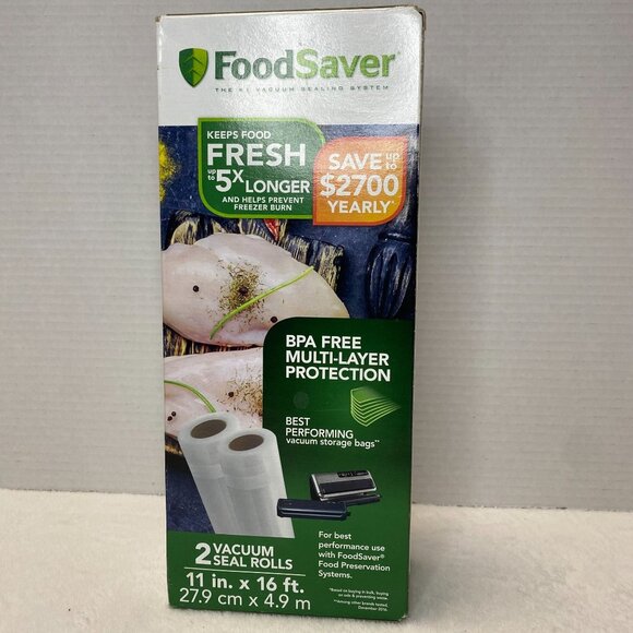 FoodSaver 2 Vacuum Seal Rolls 11" X 16 BPA-Free Multi-Layer Protection For Food - Picture 1 of 4